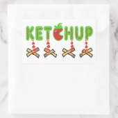 Ketchup und Fries Rechteckiger Aufkleber (Tasche)