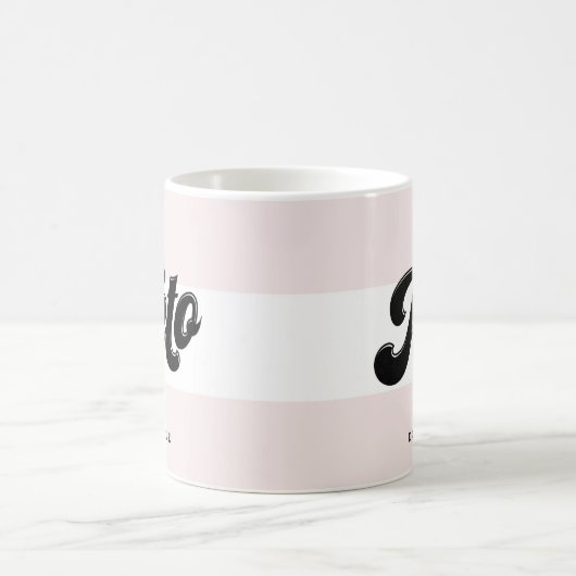 Keto Black Retro Script Typografie Pink Stripes Kaffeetasse (Mittel)