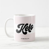 Keto Black Retro Script Typografie Pink Stripes Kaffeetasse (Links)