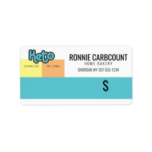 Keto carb count Backbäckerei Preis Aufkleber Adressaufkleber