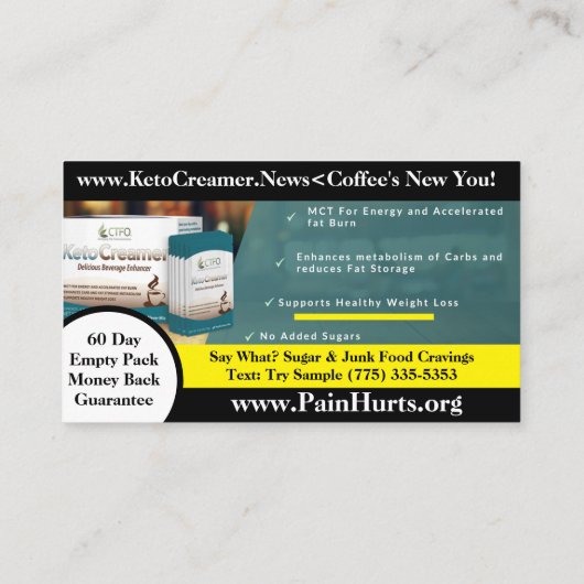 Keto Creamer News Visitenkarte (Rückseite)