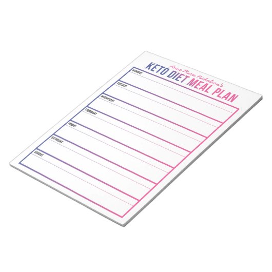 Keto Diet Meet Plan Notizblock (angewinkelt)