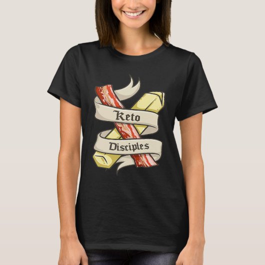 Keto Disciples Bacon Butter Retro Keto Diet Match T-Shirt (Vorderseite)