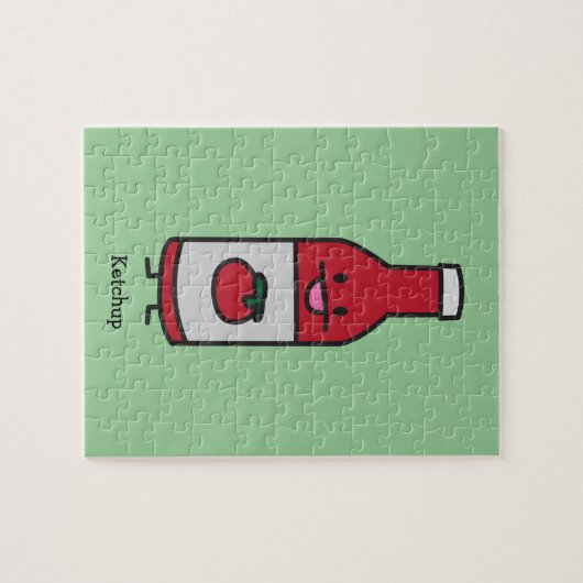 Ketschup-Flaschen-Tomatensauce-Tabellenwürze Puzzle (Horizontal)