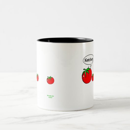 Ketschup-Witz-Tasse Zweifarbige Tasse (Mittel)