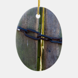 Kette auf Holz Keramik Ornament