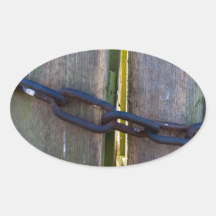 Kette auf Holz Ovaler Aufkleber