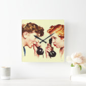 Kette des Klatsches Quadratische Wanduhr (Zuhause)