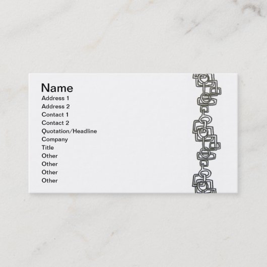 Kette Link Chic Schwarz und Weiß Moderne Minimalis Visitenkarte (Vorderseite)