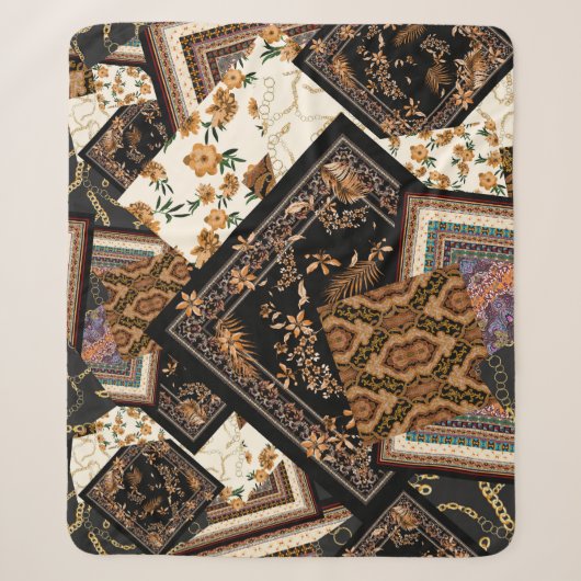 Kette, Paisley, Blumen: vintage Patchwork. Sherpadecke (Vorderseite)