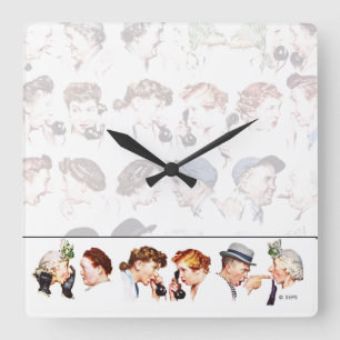 Kette von Klatsch 4 Quadratische Wanduhr