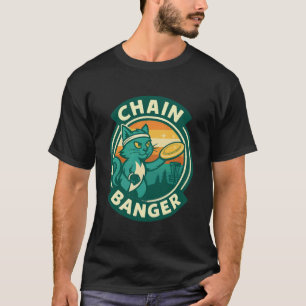 Ketten-Banger-Disc-Golf-Katze Retro-Grafik T-Shirt