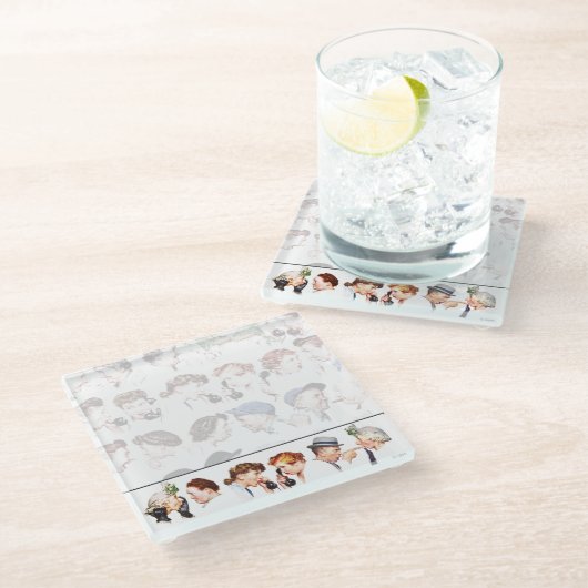 Ketten des Klatschens 4 Glasuntersetzer (Schrägansicht)