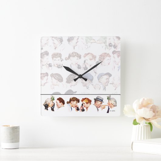Ketten des Klatschens 4 Quadratische Wanduhr (Zuhause)