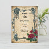 Ketten Rose Goth Fantasy Wedding Einladung (Stehend Vorderseite)
