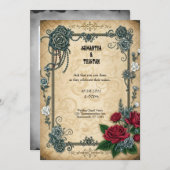 Ketten Rose Goth Fantasy Wedding Einladung (Vorne/Hinten)