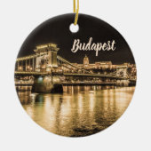 Kettenbrücke Budapest am Abend mit Buda Castle Keramik Ornament (Vorne)