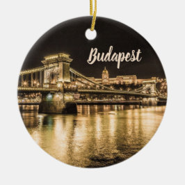 Kettenbrücke Budapest am Abend mit Buda Castle Keramik Ornament