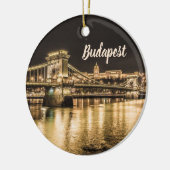 Kettenbrücke Budapest am Abend mit Buda Castle Keramik Ornament (Links)