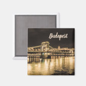 Kettenbrücke Budapest am Abend mit Buda Castle Magnet (Vorderseite/Rückseite)