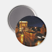 Kettenbrücke (Budapest) bei Nacht(1) Magnet (Vorderseite/Rückseite)