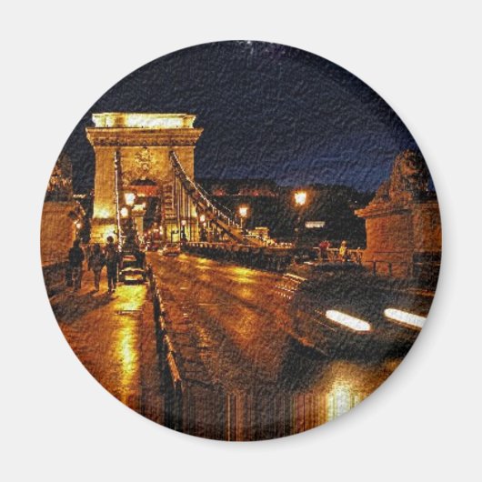 Kettenbrücke (Budapest) bei Nacht(1) Magnet (Vorne)