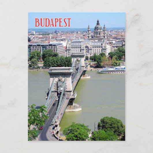 Kettenbrücke über die Donau, Budapest, Ungarn Postkarte (Vorderseite)