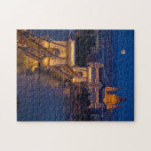 Kettenbrücke und Vollmond bei Nacht Puzzle (Horizontal)