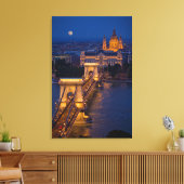 Kettenbrücke und Vollmond in der Nacht Leinwanddruck (Insitu (Wohnzimmer))