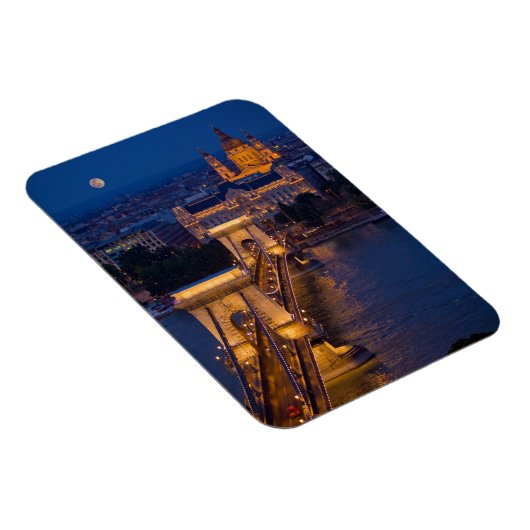Kettenbrücke und Vollmond in der Nacht Magnet (Rechte Seite)