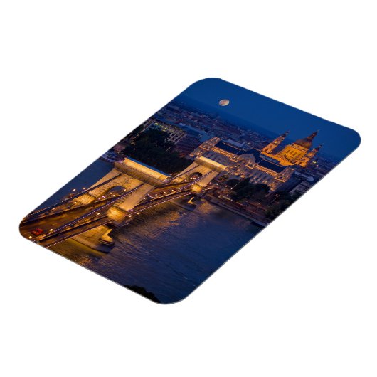 Kettenbrücke und Vollmond in der Nacht Magnet (Linke Seite)