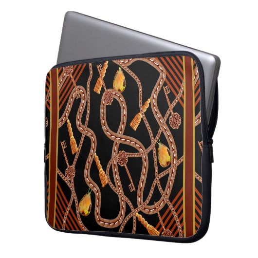 Kettenmuster, Schals-Muster. Schal-Design barocke Laptopschutzhülle (Vorderseite Links)