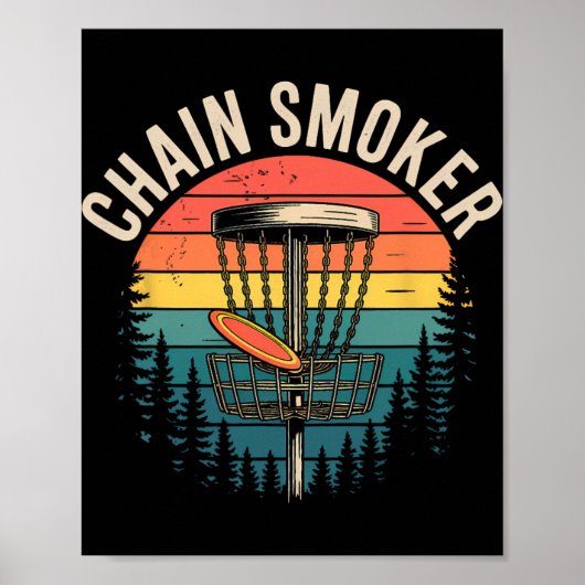 Kettenraucher Lustiger Disc Golf Baum Ketten Frisb Poster (Vorne)