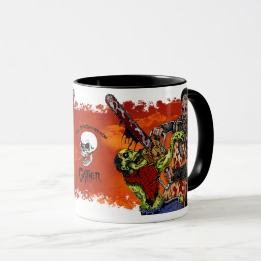 Kettensäge GEGEN Zombie-Schale Tasse (VorderseiteRechts)