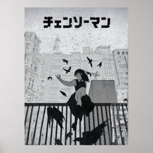 Kettensäge REZE – Illustration einer dunklen Anime Poster