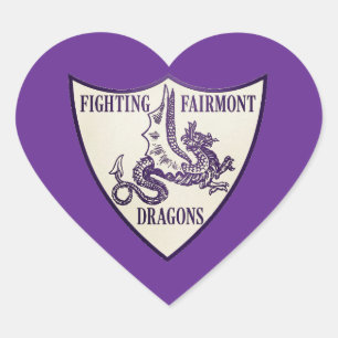 Kettering, Ohio Fighting Fairmont Dragons Logo Herz-Aufkleber