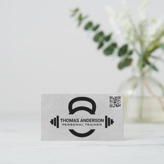 Kettle Bell | Barbell | QR Code Business Card Visitenkarte (Stehend Vorderseite)