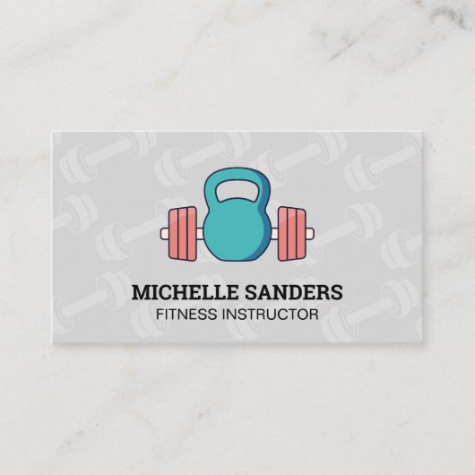 Kettle Bell | Dumbell Pattern Business Card Visitenkarte (Vorderseite)