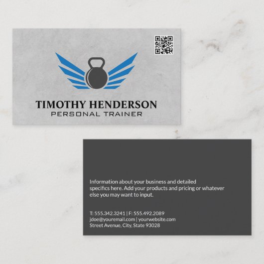 Kettle Bell | Fitness QR Code Option Visitenkarte (Vorne/Hinten)