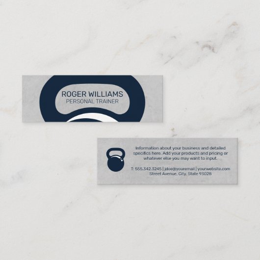 Kettle Bell | Graue Textur Hintergrund Mini Visitenkarte (Vorne/Hinten)