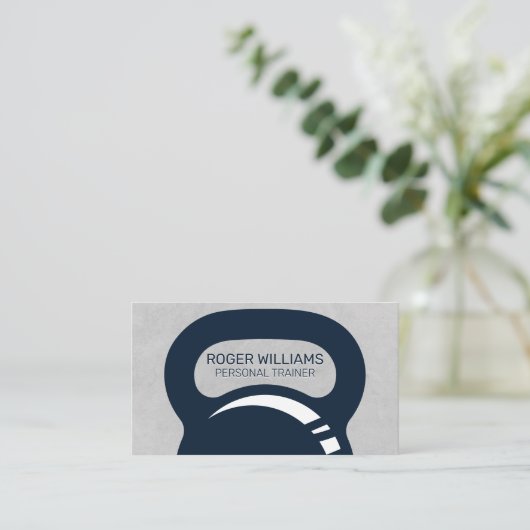 Kettle Bell | Graue Textur Hintergrund Visitenkarte (Stehend Vorderseite)