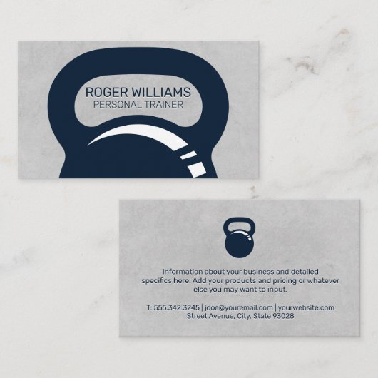 Kettle Bell | Graue Textur Hintergrund Visitenkarte (Vorne/Hinten)