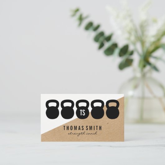 Kettle Bell Personal Trainer Geometric Visitenkarte (Stehend Vorderseite)