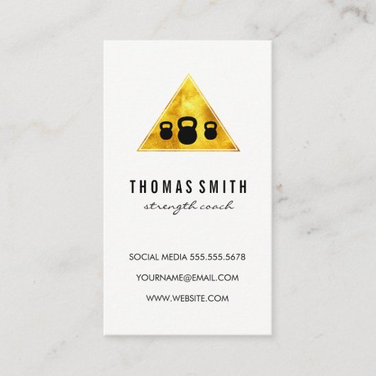 Kettle Bell Personal Trainer Goldenes Dreieck Visitenkarte (Vorderseite)