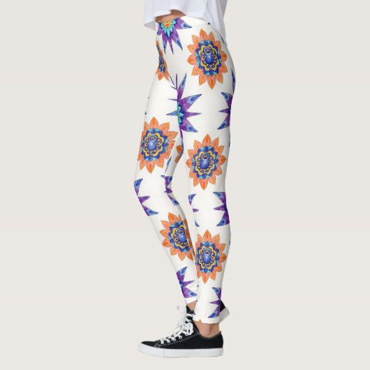 Kettle Bells Floral Mandalas Seamless Pattern Leggings (Links)
