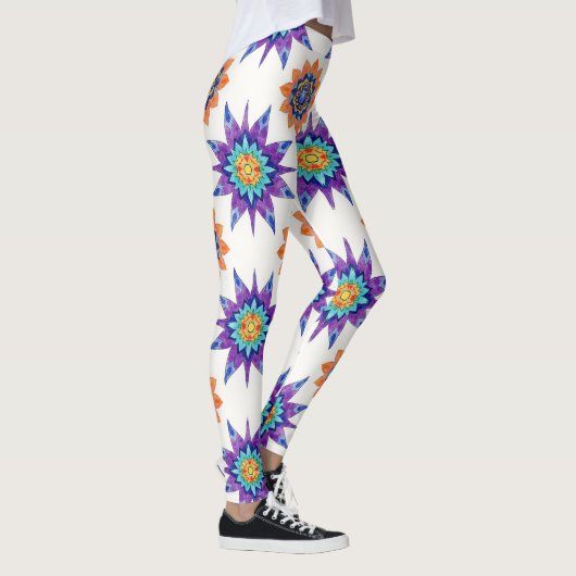 Kettle Bells Floral Mandalas Seamless Pattern Leggings (Rechts)