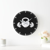 Kettlebell Barbell Liebe - Gym Workout Motivierend Große Wanduhr (Zuhause)