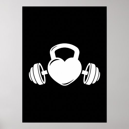 Kettlebell Barbell Liebe - Gym Workout Motivierend Poster (Vorne)