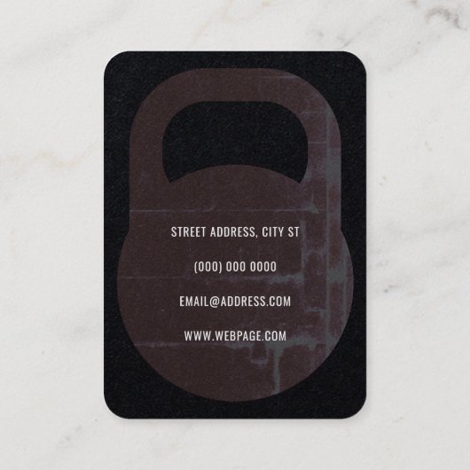 Kettlebell-Form-Abdeckung rustikal Visitenkarte (Rückseite)