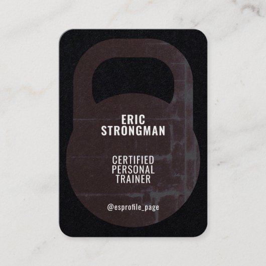 Kettlebell-Form-Abdeckung rustikal Visitenkarte (Vorderseite)